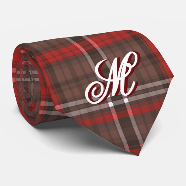 Cravate Tartan Plaid Rouge Traditionnel Collection tendanc (Roulé)