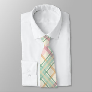 Cravate tartan rose menthe