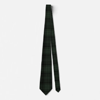 Cravate Tartan vert de la forêt, vert profond-noir et oliv
