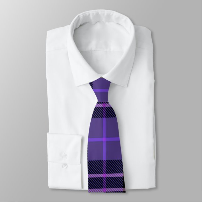 Cravate Tartan violet (Attaché)