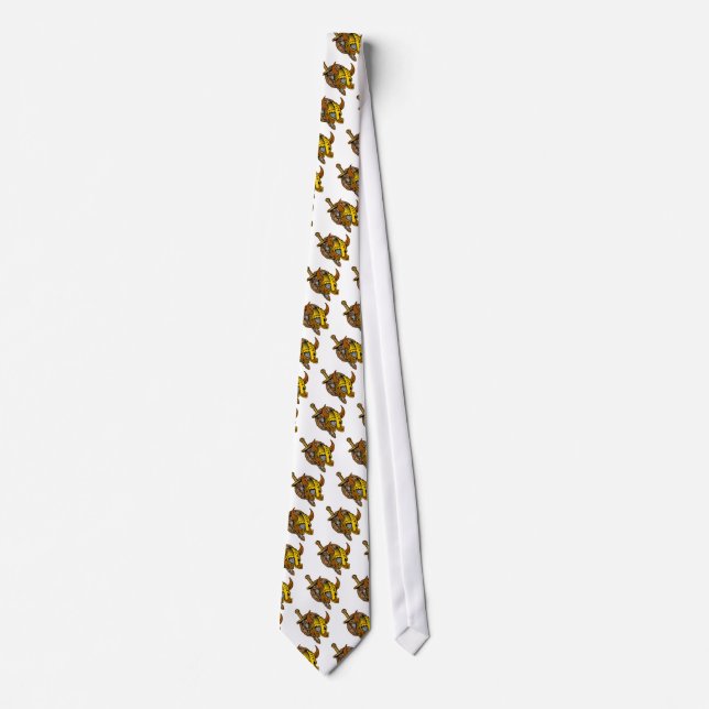 Cravate Tatouage de casque, d'épée et de bouclier de (Devant)
