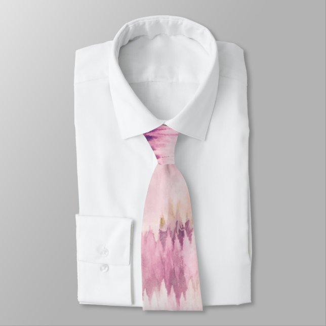 Cravate Teinture moderne Tie Rose Abstrait (Attaché)