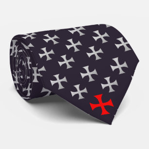 Cravate Templiers noirs Température Masonic Argent rouge 