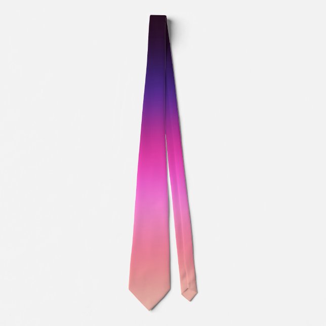 Cravate Tendance néon rose violet et dégradé orange clair (Devant)