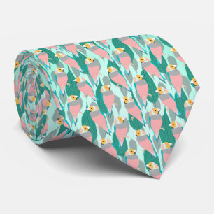 Cravate Tendance rose arc-en-ciel Finch Bird & Green Folia