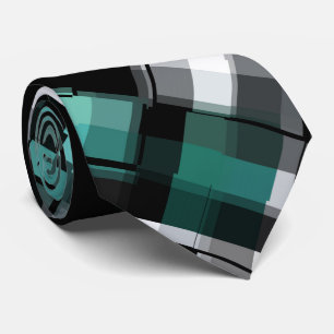 Cravate Tendance Turquoise Vert Bleu Noir Blanc Abstrait P