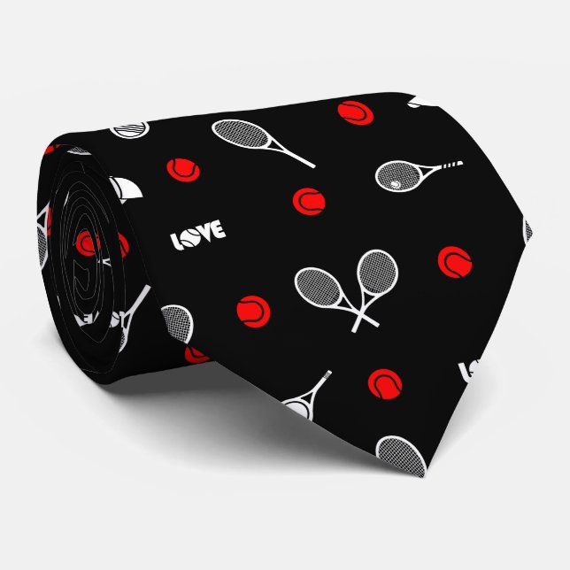 Cravate 🎾 tennis en noir et blanc 🎾 (Roulé)
