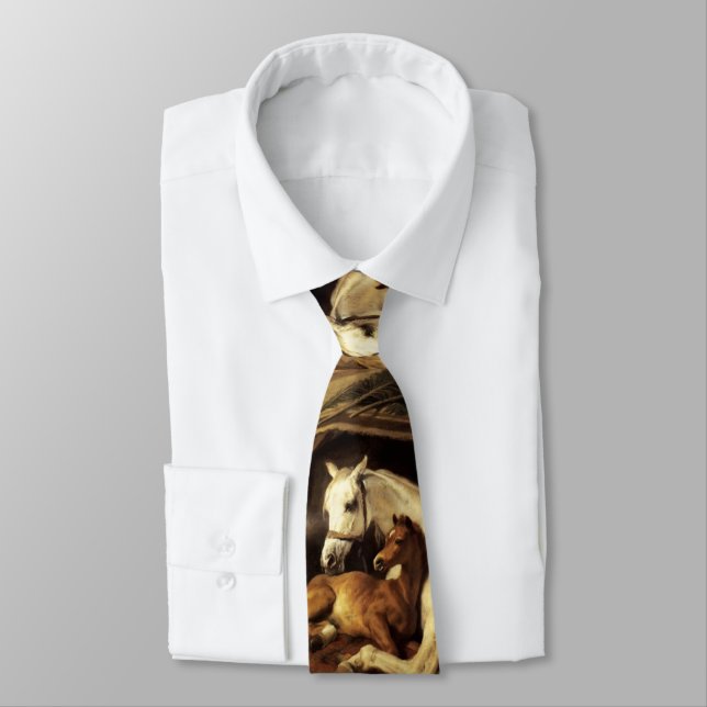 CRAVATE TENTE ARABE AVEC CHEVAUX ET AUTRES ANIMAUX BROWN (Attaché)