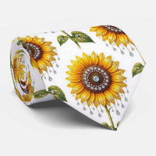 Cravate Tenue Décontractée Tournesols et Diamants
