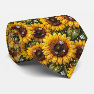 Cravate Tenue Décontractée Tournesols et Diamants