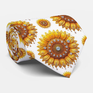 Cravate Tenue Décontractée Tournesols et Diamants