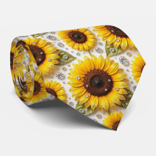 Cravate Tenue Décontractée Tournesols et Diamants