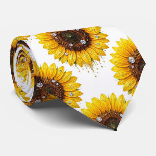 Cravate Tenue Décontractée Tournesols et Diamants