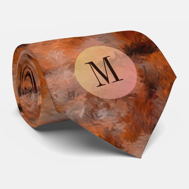 Cravate Terre Tête Automne Hues Rock Impressions Monogramm (Roulé)