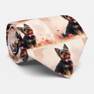 Cravate Terrier australien avec Rose - Saint Valentin