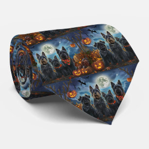 Cravate Térrier Écossais Halloween Fantomatique