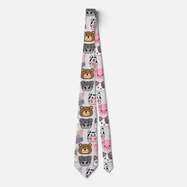Cravate tête de dessin motif.w off white BG (Devant)