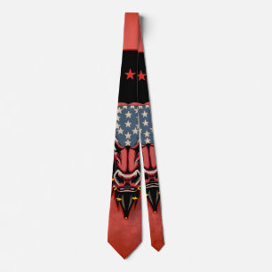 Cravate Tête de taureau patriotique, taureau américain.
