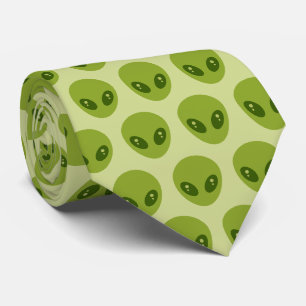 Cravate Têtes d'alien vert mignon motif