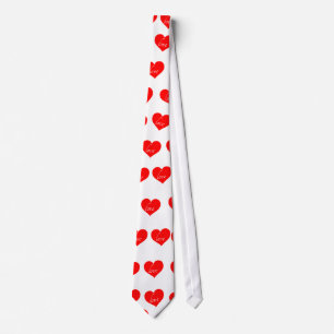 Cravate Texte d'amour blanc au coeur rouge