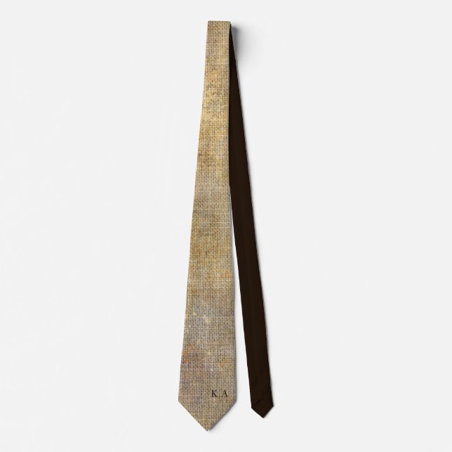 Cravate Texture personnalisée Rustique Beige Gold Linen (Devant)
