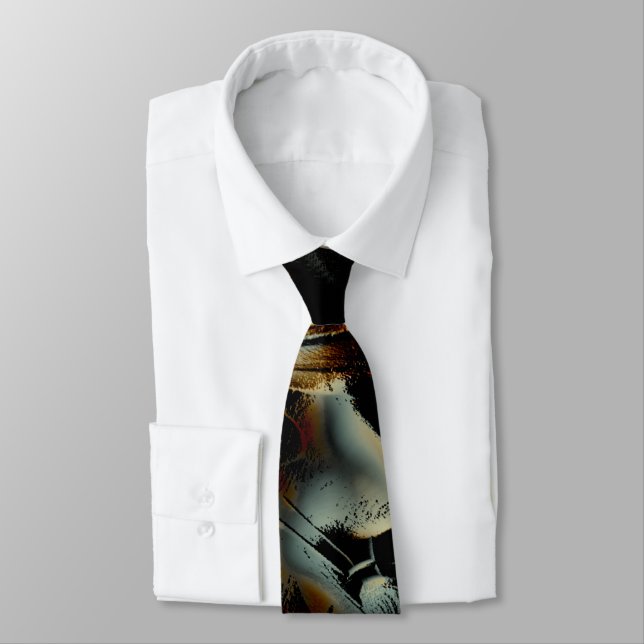 Cravate texture satinée foncée écaillée grondé tissu numér (Attaché)