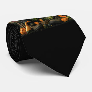 Cravate Thanksgiving Day Scene with Bench and Fall Harvest