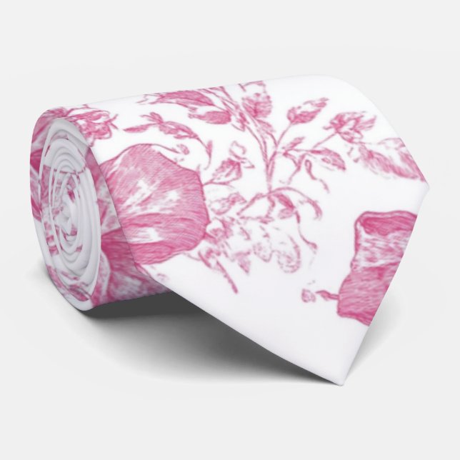 Cravate Thé de Fleur Sauvage Rose Shower de Mariée (Roulé)