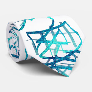 Cravate Thème bleu Abstrait linéaire Aqua