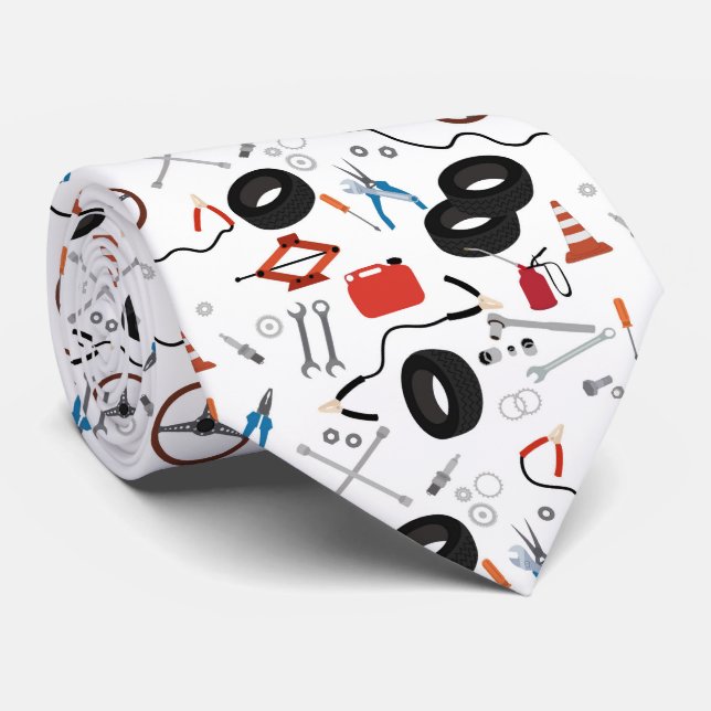 Cravate Thème Outils Automobile Mécanique (Roulé)