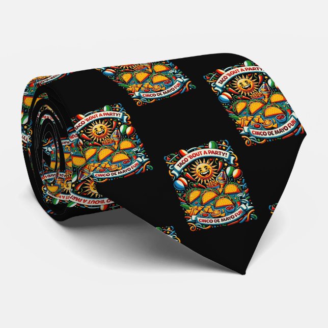 Cravate Thème Taco Taco Bout Une Fête (Roulé)