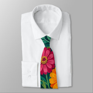 Cravate Tie à col floral abstrait textile indien Zinia