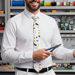 Cravate Tie à motif de métier d'électricien pour papa