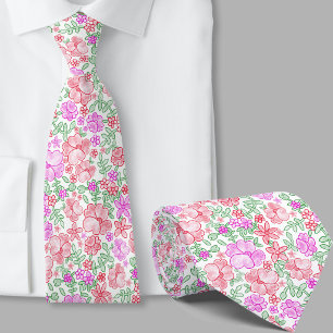 Cravate Tie à motif floral rose et orange élégant