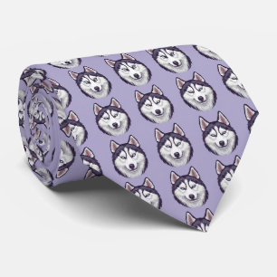 Cravate Tie à motif Husky sibérien – Chien Violet