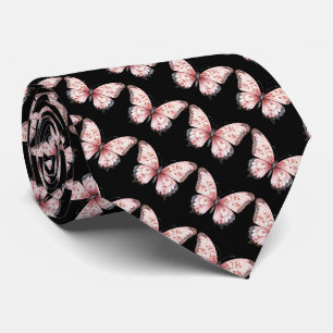 Cravate Tie à papillons noir et rose clair pour le cou