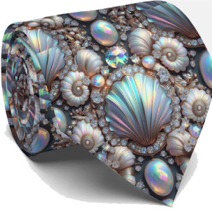 Cravate Tie Amoureux de la Plage   Motif Coquillage Diaman