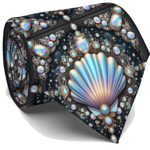 Cravate Tie Amoureux de la Plage   Motif Coquillage Diaman
