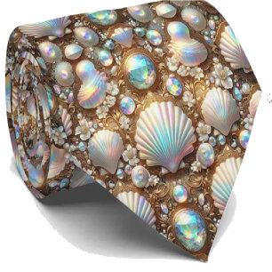 Cravate Tie Amoureux de la Plage   Motif Coquillage Diaman