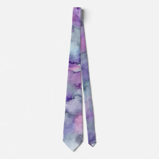 Cravate Tie aquarelle élégant ardoise et violet