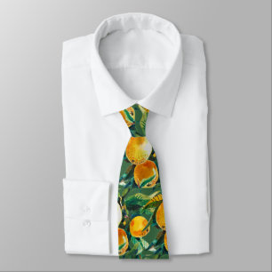 Cravate Tie aquarelle Orange – Citron frais – Artwork