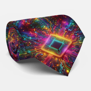 Cravate Tie arc-en-ciel Circuit imprimé – Technophile Colo