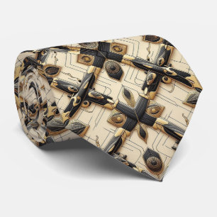 Cravate Tie Art Déco à thème d'avion vintage
