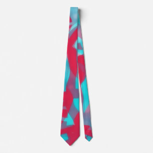 Cravate Tie Artsy Bleu Aqua et Rose Profond