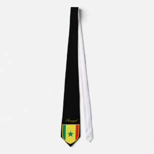 Cravate Tie avec drapeau du Sénégal et nom personnalisé