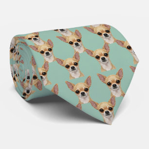 Cravate Tie avec portrait de Chihuahua – Cadeau pour amate