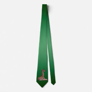 Cravate Tie bébé girafe double face (vert clair/vert foncé