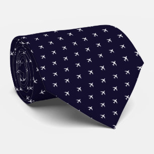 Cravate Tie Bleu Profond de Petits Avions Blancs