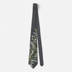 Cravate Tie branche d'olivier aquarelle bleu marine