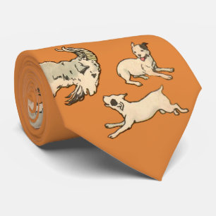Cravate Tie chèvre et chiens 1914